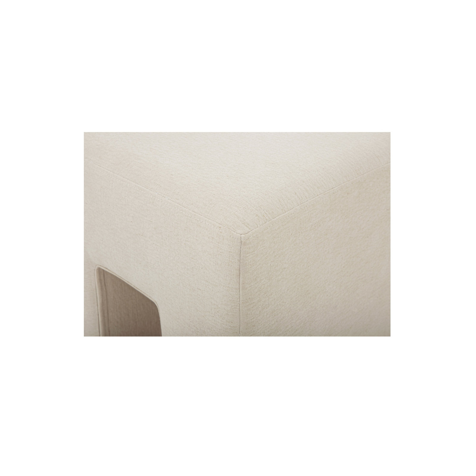 18" Linen Upholstered Ottoman, Beige
