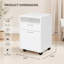 Armoire de rangement mobile blanche avec étagère de porte à tiroir et support à imprimante à roulettes verrouillable pour rangement sous le bureau