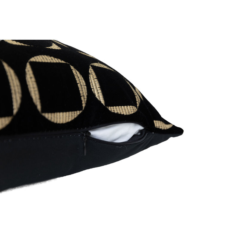Housse de coussin réversible en velours géométrique, Carré, H 20 po x l 20 po