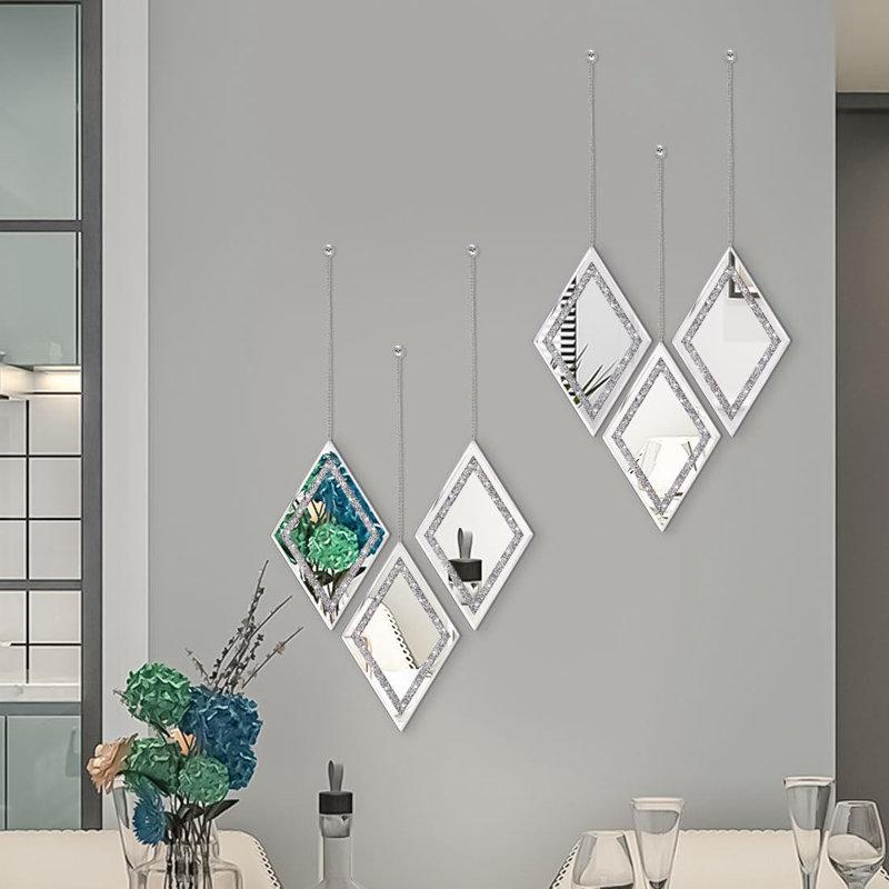 Silver Diamond Shaped Wall Mirror