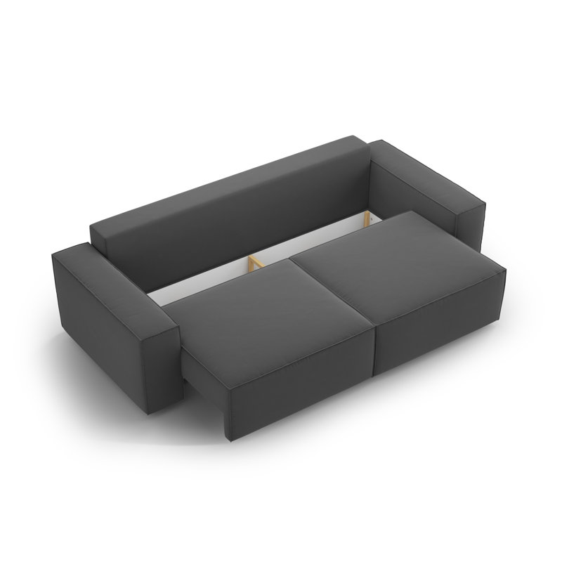 Biles 3 Seater Velvet Sofa Bed, Grey