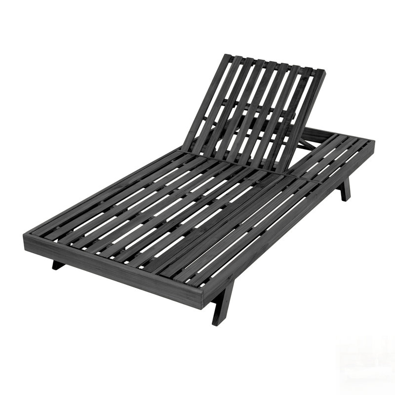 Méridienne pliable en bois d'acacia 2/3 avec dossier réglable et surface de rangement plate pour une détente en plein air