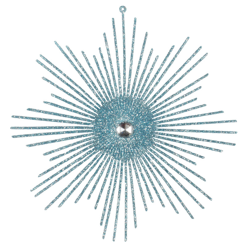 Ornement en forme de flocon de neige scintillant de 6,5 po, Bleu pastel