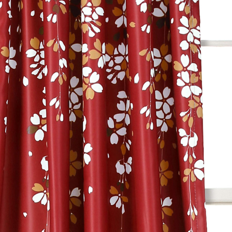 Paire de rideaux Weeping Flower, Rouge, L 52 po x L 84 po