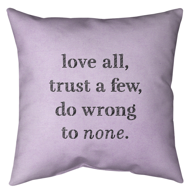Coussin intérieur / extérieur Do No Wrong, 16 po x 16 po, Mauve / Noir