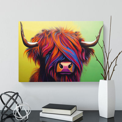 Attractive Highland Cow - Wrapped Canvas Painting