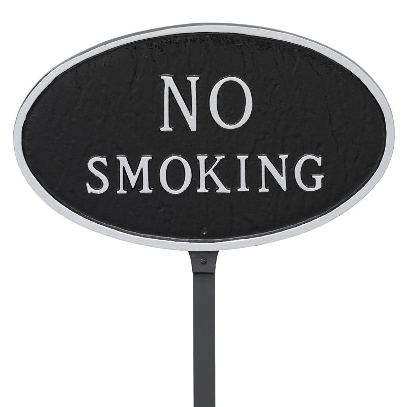 Signe de jardin «No smoking», Noir / argent