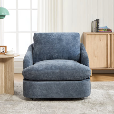 Fauteuil pivotant d'appoint de 89 cm de large, fauteuil rembourré en chenille pour salon, chambre à coucher, salle de lecture et salle de réception