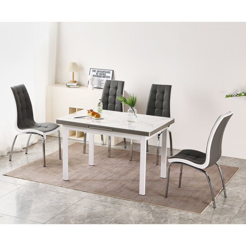 Jade Extending Dining Table With 4 Vienna Chairs, Grey