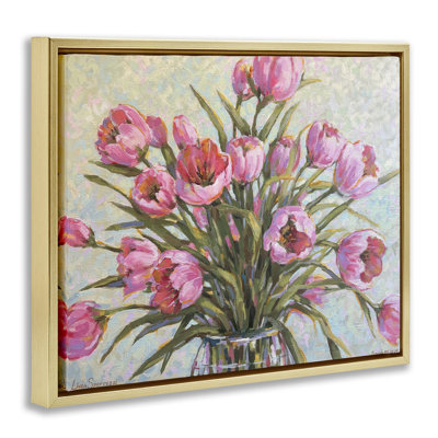 New Blooms Tulip Painting Floater Canvas Wall Art, design by Linda Sperruzzi