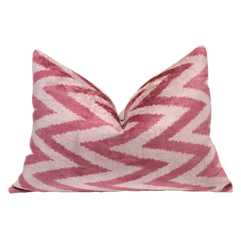 Housse et insert de coussin rectangulaire en soie / velours, Chevrons