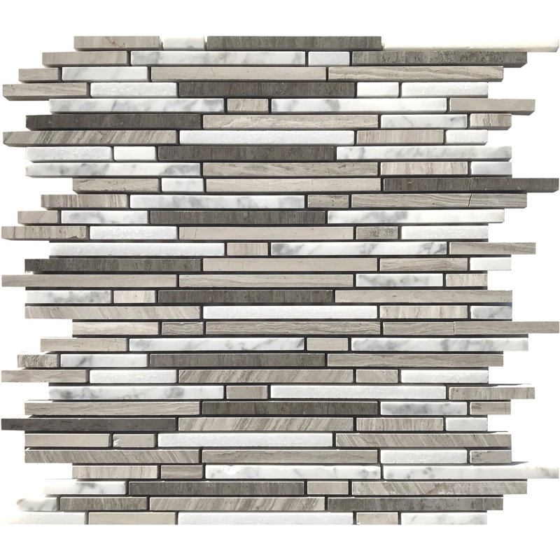 0.38" x 12" Marble Linear Mosaic Wall & Floor Tile, Polished