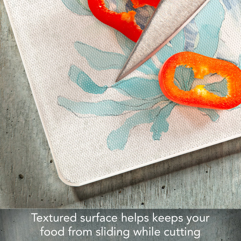 Seaside Coral and Shells Tempered Glass Cutting Board