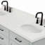 Ensemble de meuble-lavabo double en bois massif 66 po avec plateau en quartz blanc 1,5 po Thornaby, lavabos ovales-130599118-94790196