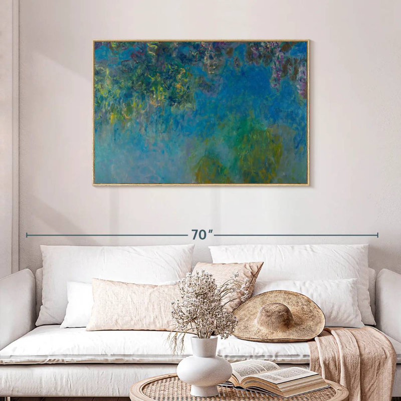 Wisteria 1925, 43 po x 29 po, Cadre flottant en bois naturel