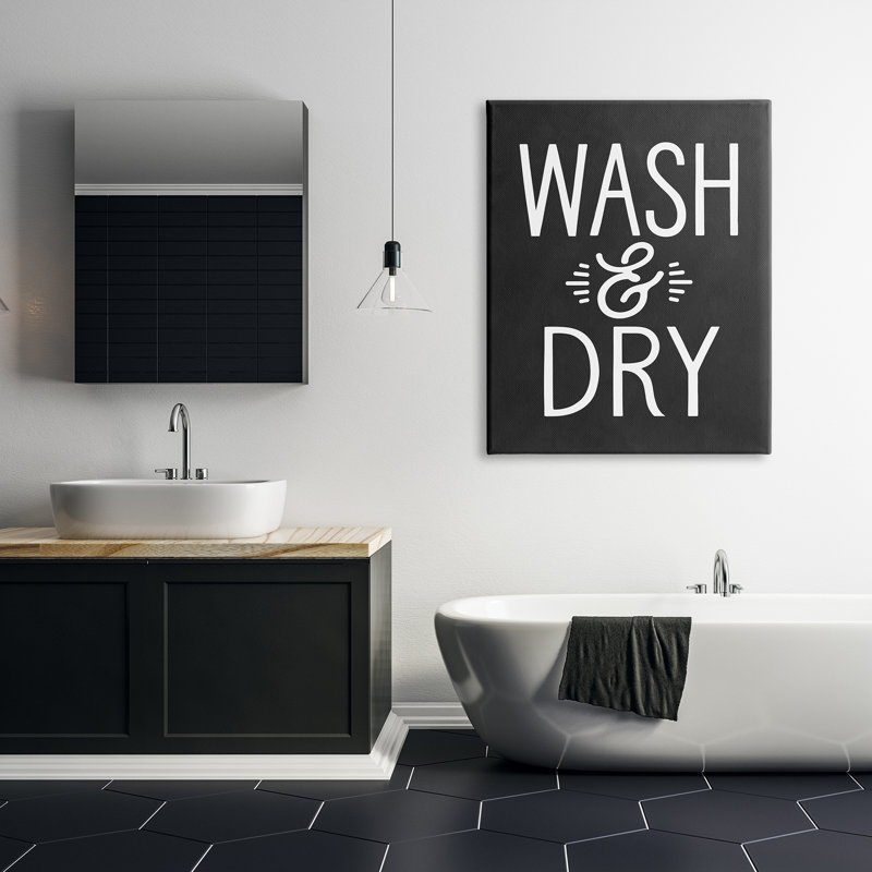 «Wash And Dry», phrase de nettoyage rétro, H 48 po x l 36 po, Plaque de bois