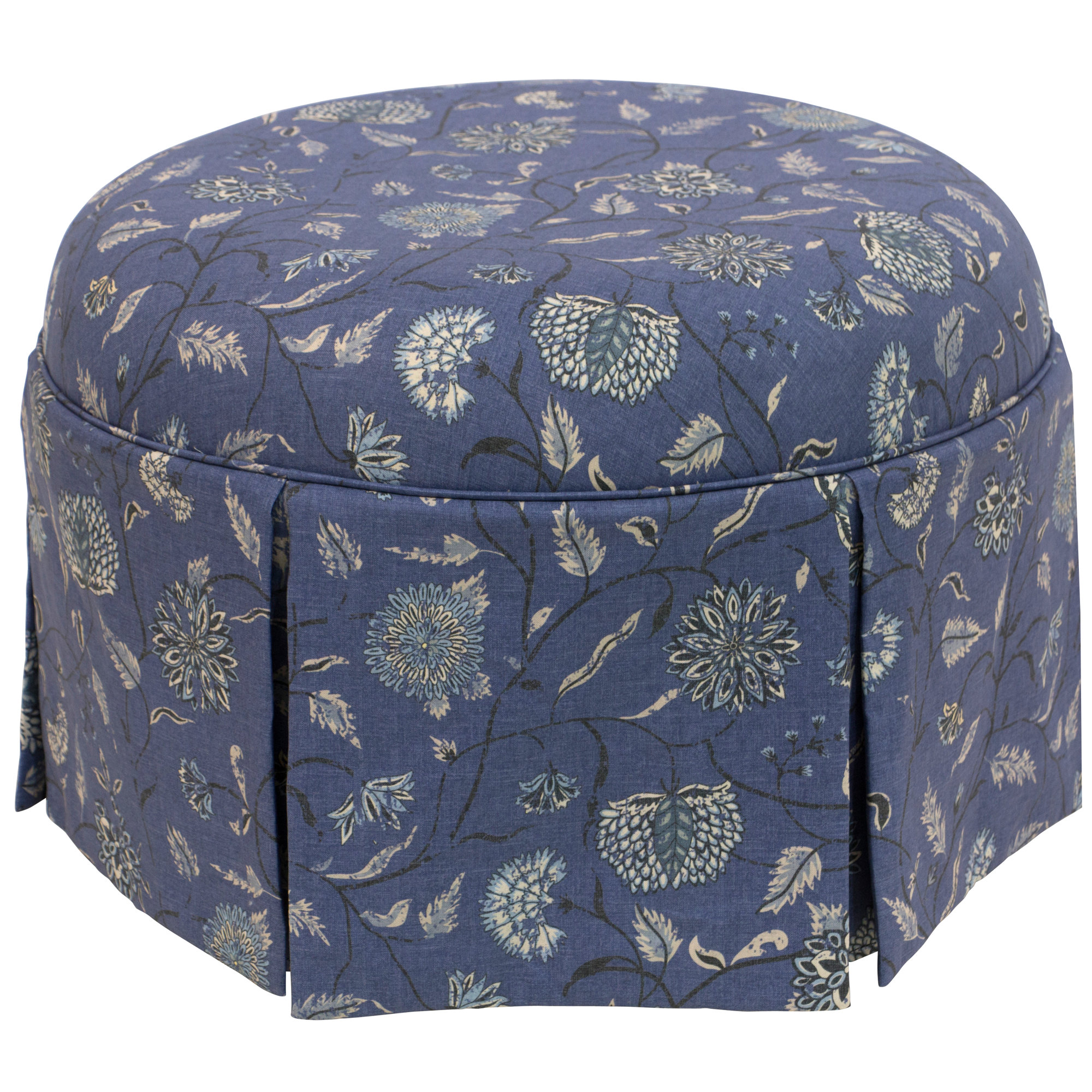 Manders 25" Round Ottoman, Dahlia Blue