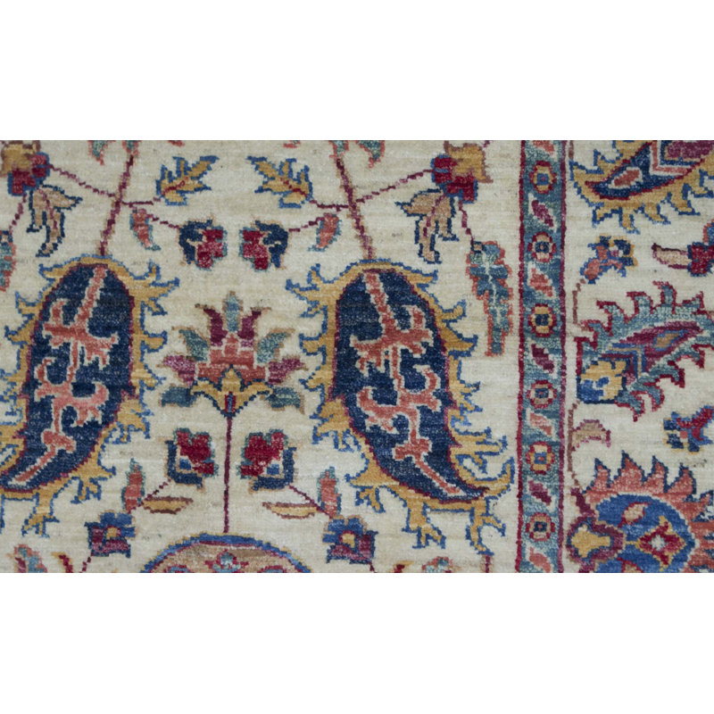 One-of-a-Kind Hand-Knotted High-Quality Ivory/Red/Yellow/Blue Runner