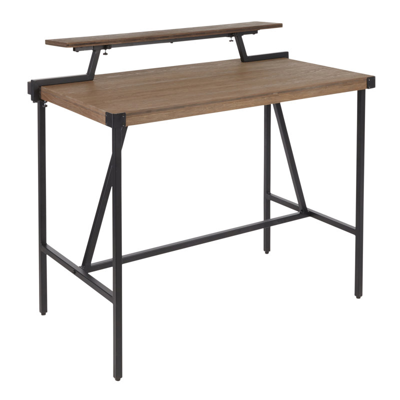 Bureau debout en bois massif Griggs, Noir