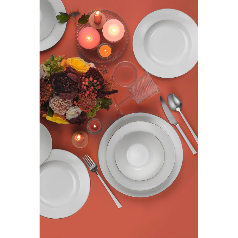 Elegant 18-Piece Dinner Set, 100% Porcelain | Includes 6 Service Plates (10.6 inches), 6 Deep Plates (8.3 inches), 6 Bowls (6.3 inches) | Exquisite Design, Perfect for Formal Dining, Not Dishwasher or Microwave Safe
