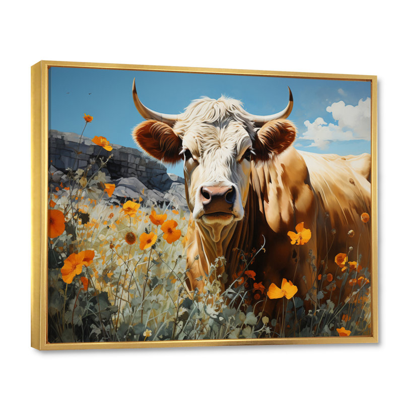 «Cow Meadow Serenity», reproduction sur toile, H 24 po x l 32 po x P 1 po, Cadre flottant doré