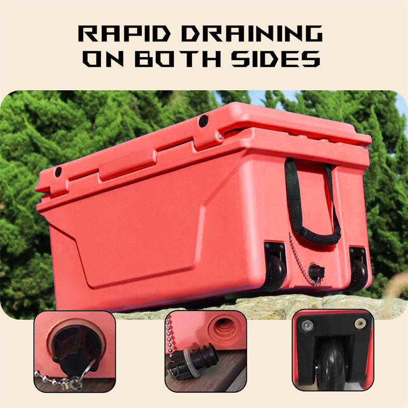 Refroidisseur de camping portatif rouge pour la pêche en plein air 65QT