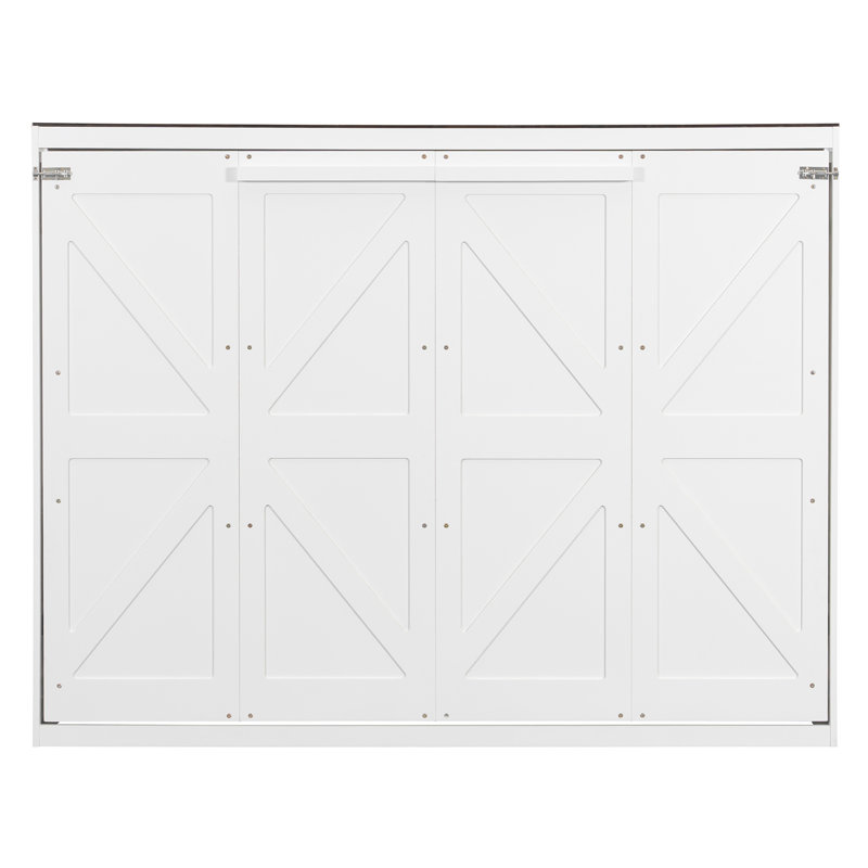 Grand lit escamotable mural et USB, blanc, Blanc