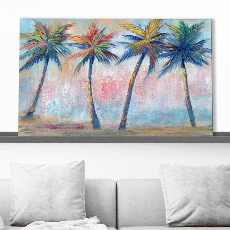 «Color Pop Palms» par Nan - reproduction d'art, Toile tendue, H 36 po x l 60 po x P 1,5 po