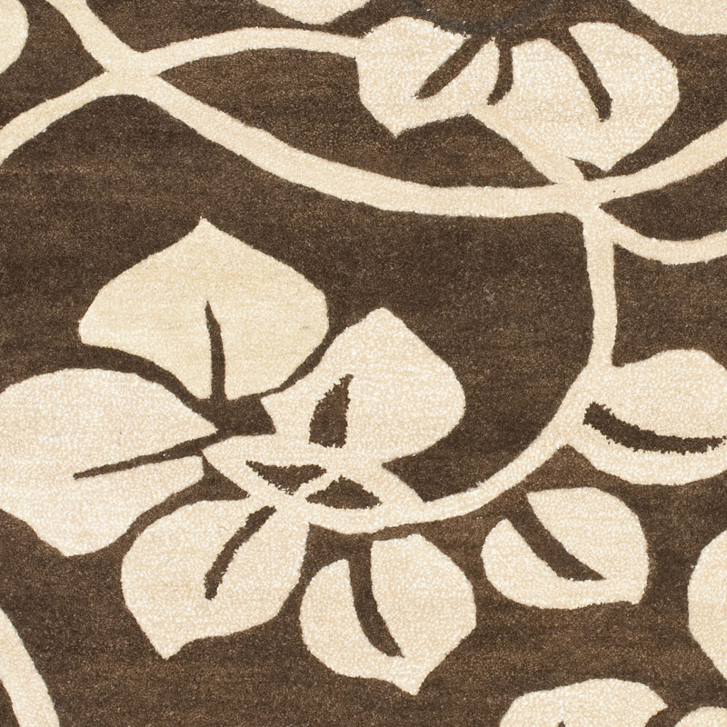 Candelo Hand Tufted Wool & Viscose Pile Floral Rug, Round 6'
