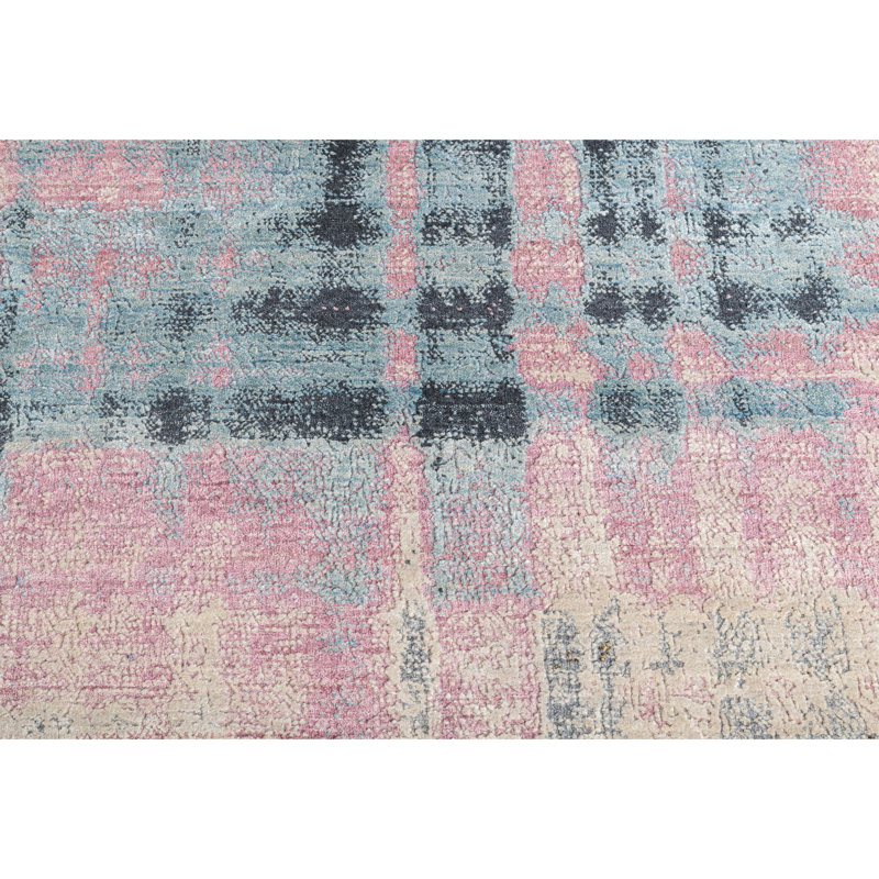 Hand Knotted Abstract Area Rug in Brown/Gray/Pink/White, Rectangle 8' x 10'