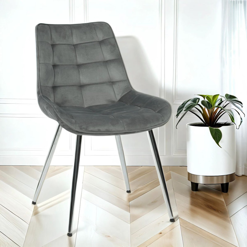 Velvita Luxury Velvet With Legs Dining Chair, Silver, Grey, 6