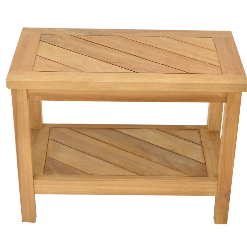 Spateak Grade-A Teak Wood Berlin Shower Seat 24" Outdoor Patio Stool Bench