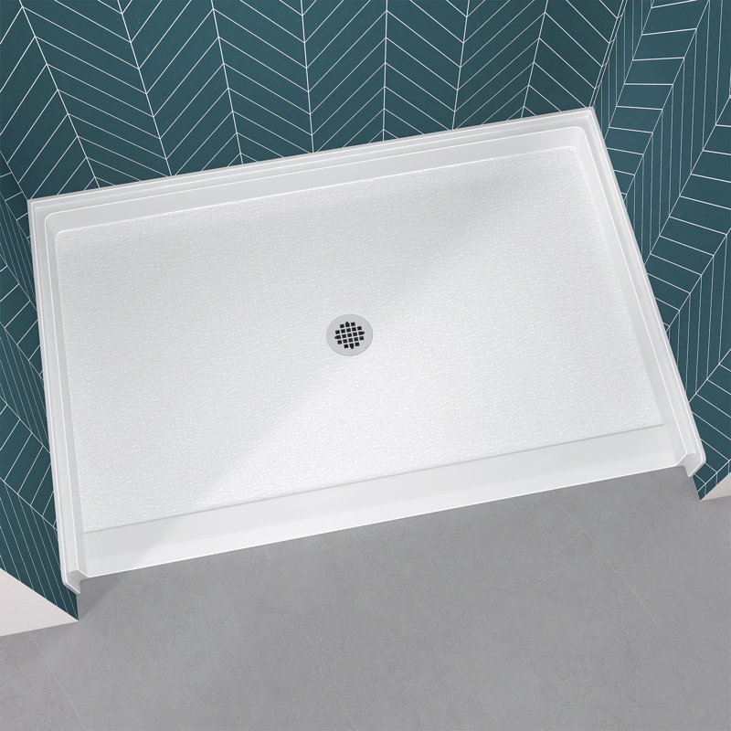 Base de douche 54 po x 36 po ADA Roll-In, base de douche en acrylique accessible en fauteuil roulant, drain central, base de douche antidérapante sans seuil