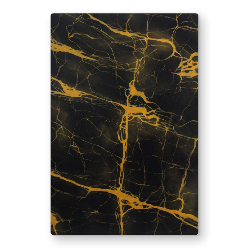Black and Gold Marble Texture - Pattern Office Metal Print