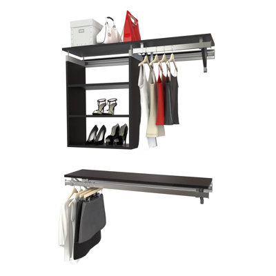Double Shelf-Hang Closet Shelf with Adjustable 3 Shelf Cubby