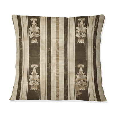 Coussin décoratif à rayures beige et brun II