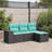 Ebern Designs 4 Piece Patio Sofa Set With Cushions Black Poly Rattan-1491632103-1491632102