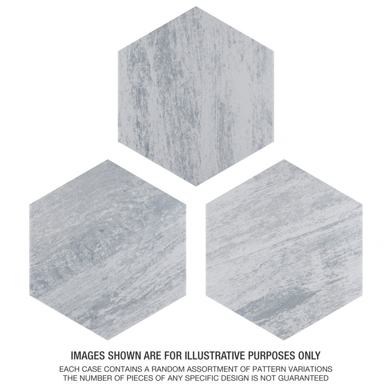 Cassis Hex 9" x 10" Porcelain Wood Look Wall & Floor Tile, White