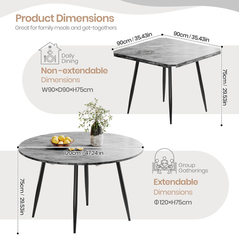 4 - Person Dining Set, Black, Grey