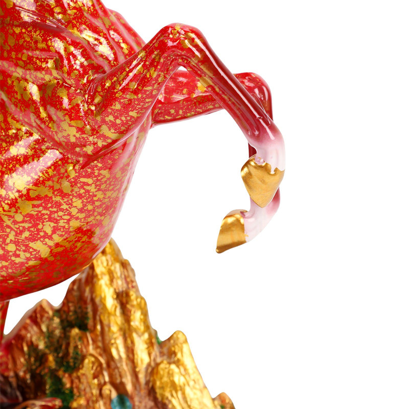 Statue cheval debout, sculpture, figurine, sculpture animalière pour bureau à domicile, restaurants, rouge or