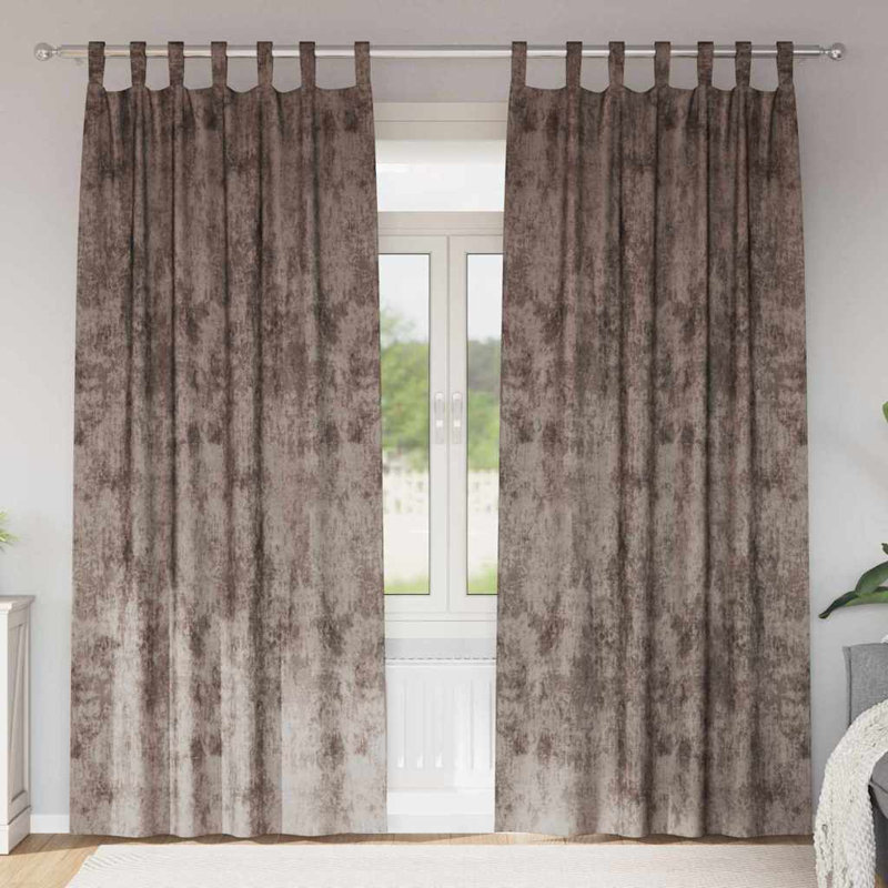 Alithia Velvet Room Darkening Curtain Pair, Cappuccino, 140cm Width x 225cm Drop