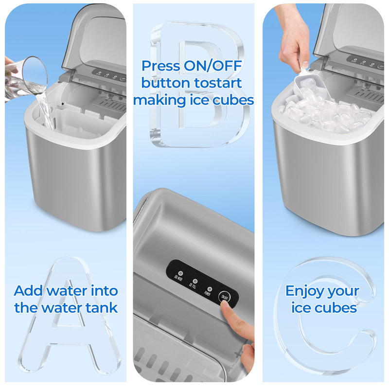 Havato Countertop Ice Maker Ice Machine With Handle,Self-Cleaning Ice Makers, 26Lbs/24H, 9 Ice Cubes Ready In 6 Mins For Home/Kitchen/Bar/Party/Camping