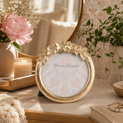 Gold Round Single Picture Frame - Frames Included: 1