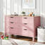 Commode pour adolescentes Abra 47,24 po L, 6 tiroirs, bicolore, en forme de croissant, sans poignées, avec quincaillerie antibasculement et coins arrondis-91915375