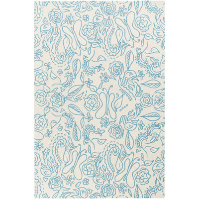Tapis bleu en laine Harley
