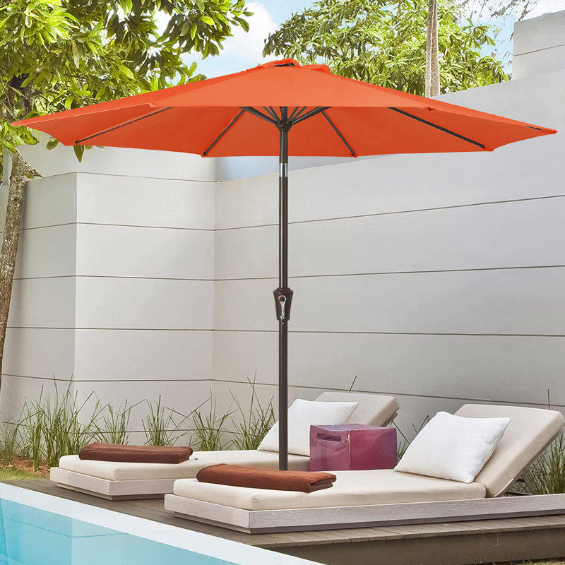 Parasol de marché inclinable Germar, Orange, H 95,7 po x l 120 po x P 120 po