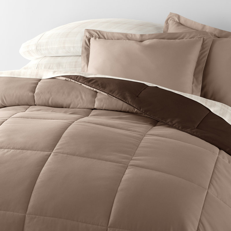 Full Thatch Taupe Chocolate Microfiber Reversible Bed in a Bag Set