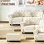 Velours beige et blanc, pour plus d'espace de vie, combinez avec divers canapés, fonction polyvalente, tissu doux, structure, construction rapide, assemblage rapide