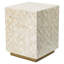 Tabouret haut carré de 18 po crème, motifs de losanges, base en laiton, tabouret à double usage ou mobilier de table