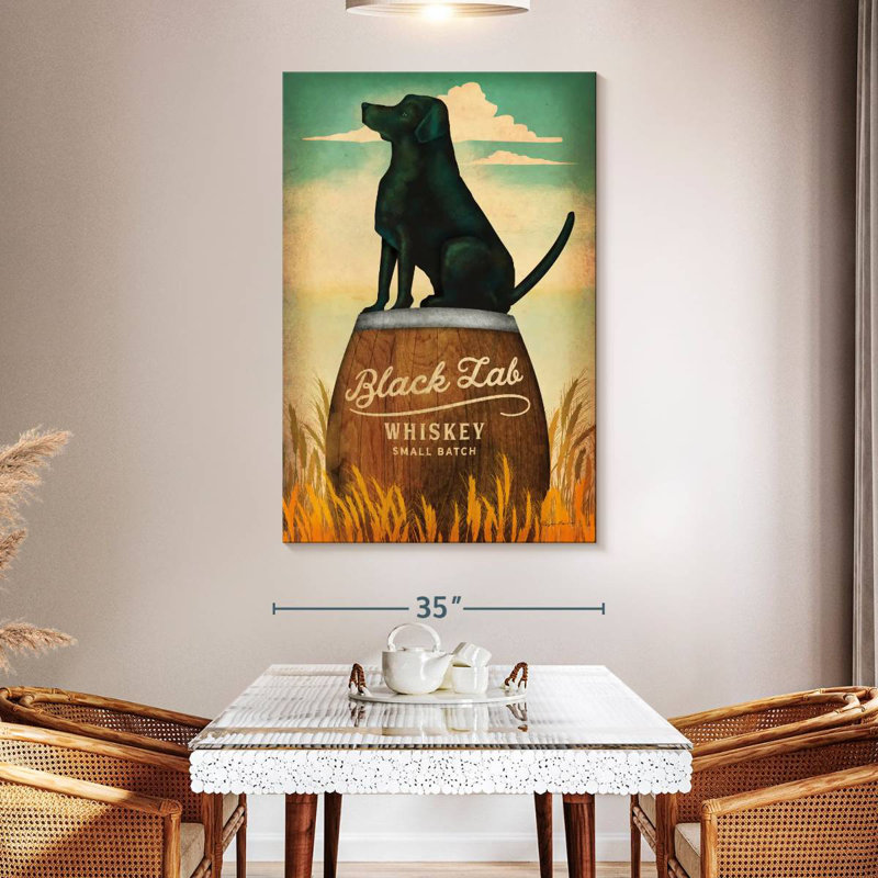 Brampt Black Lab Whiskey, 51" H x 34" W